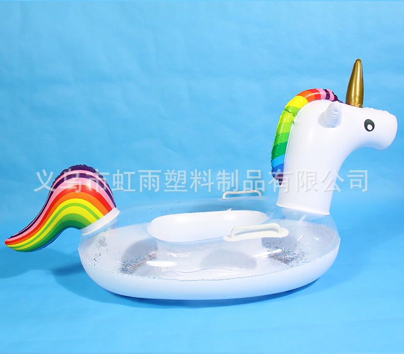 亮片独角兽艇充气儿童玩具座圈带翅膀防侧翻游泳圈婴儿坐圈批发详情4