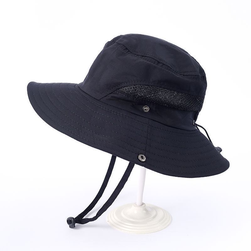 Best-selling solid-color glossy fisherman hats, parent-child style, large-brimmed sunshade, quick-drying, waterproof fabric mountaineering hats, and adult hats in foreign trade pic 8