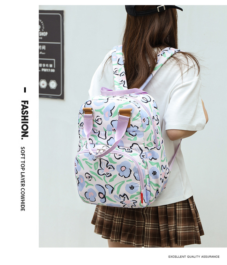 印花大容量外出双肩包时尚女背包婴儿奶瓶保温跨境热销母婴妈妈包详情13