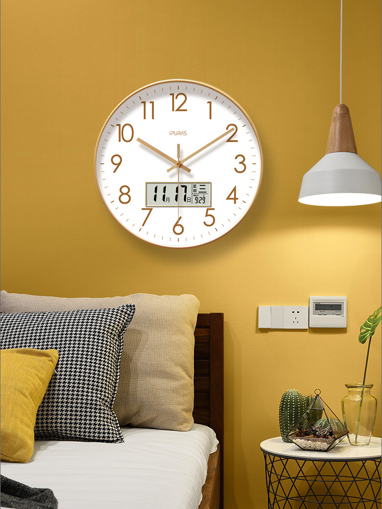 易普拉6514钟表挂钟静音扫秒钟客厅家用简约钟表挂墙石英钟挂表详情19