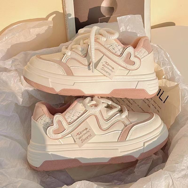 时尚爱心面包2024春秋新款小白鞋学生休闲鞋百搭运动底板鞋超轻详情6