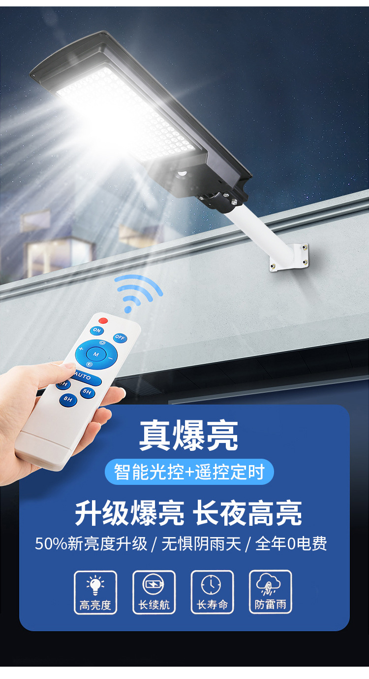 跨境太阳能灯 户外庭院灯新农村家用院子照明灯防水LED一体道路灯详情19