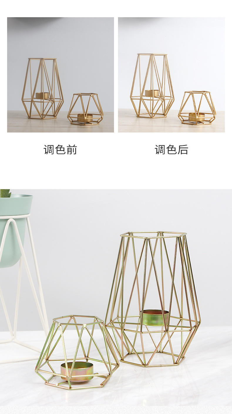 北欧ins风格金属烛台 简约现代金色铁艺蜡烛器皿 高级感西餐摆件 创意装饰蜡烛台详情12