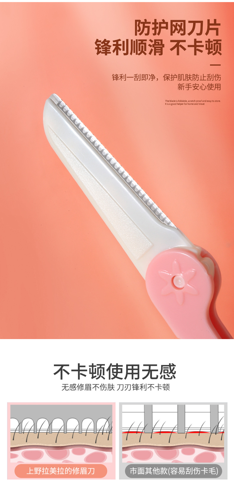 拉美拉3支装折叠型修眉刀美妆工具纹眉刀片女士刮眉刀合集A0369详情7