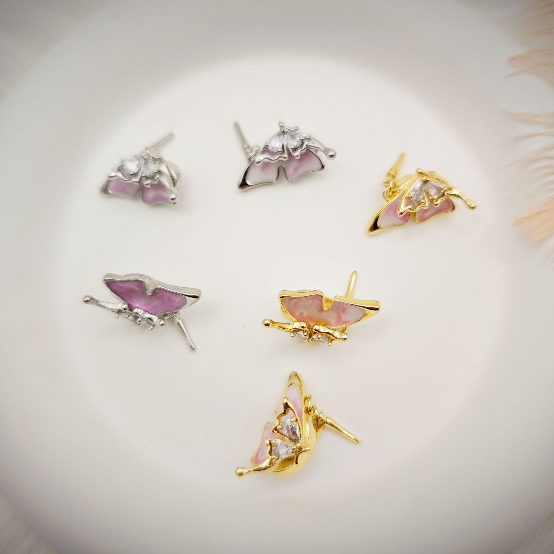 Pearl necklace buckle, oil drip butterfly style, micro-inlaid inlaid gold coin buckle, press buckle, connecting buckle, sweater chain, diy jewelry accessories pic 7