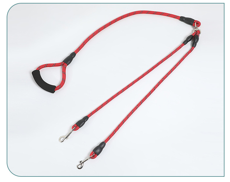 新品简约双头宠物牵引绳狗狗防丢绳防爆冲不勒防挣脱可拆卸遛狗绳详情15