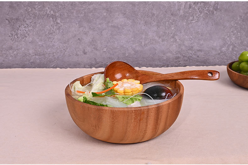 整木圆形复古风相思木碗木头日式沙拉碗实木装汤碗量大从优详情16