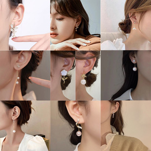 玫瑰刘亦菲同款耳环小香风菱格耳圈轻奢高级感爆款羽毛麦穗耳饰女详情39