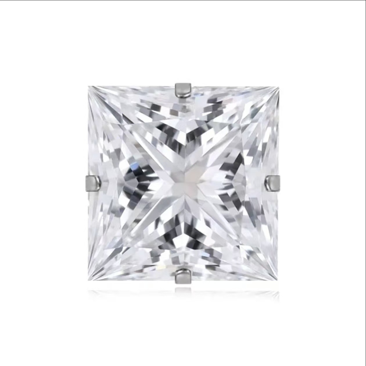 WlC Zircon small ice cube titanium steel embedded with ear-piercing flat screw ear studs for men and women, a niche, light luxury and high-end feel pic 6