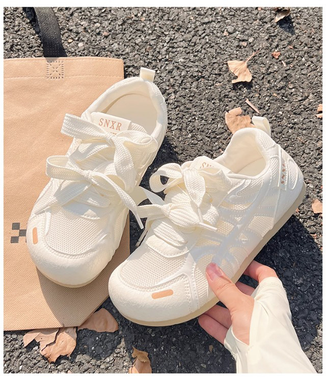 夏季百搭透气网面小白鞋子女2025新款德训鞋薄底内增高休闲板鞋子详情11