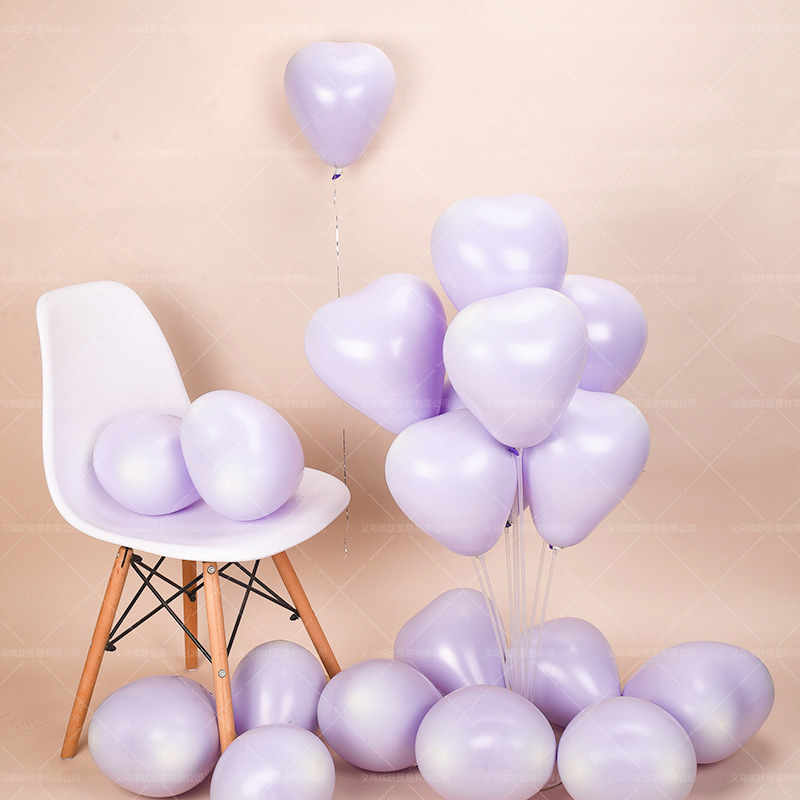Macaron heart-shaped balloons for the Qixi Festival confession, wedding decoration, birthday party, cute girl atmosphere, and non-toxic pic 6