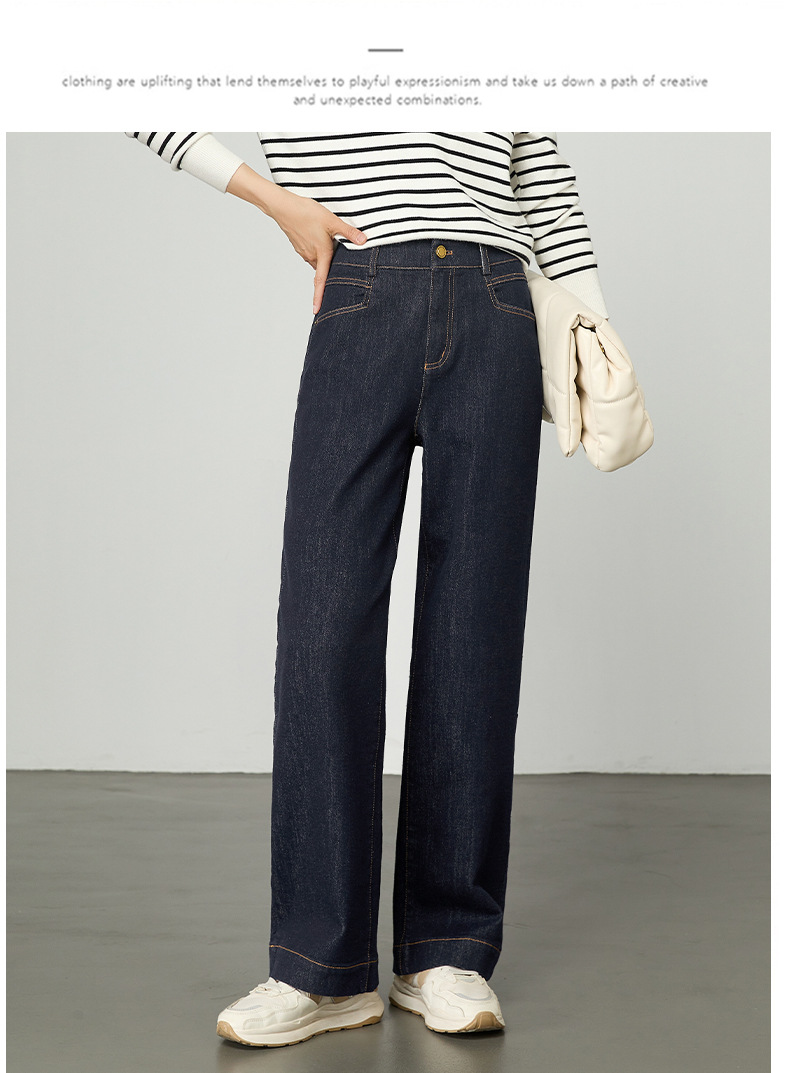 2025秋季新款窄版阔腿牛仔裤女宽松高腰小个子休闲复古直筒九分裤详情35