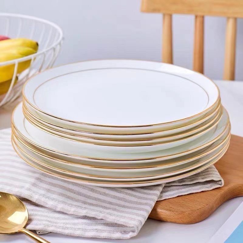 骨瓷金边盘子家用陶瓷西餐盘菜盘凉菜碟大小盘子碟子牛排盘餐具详情2