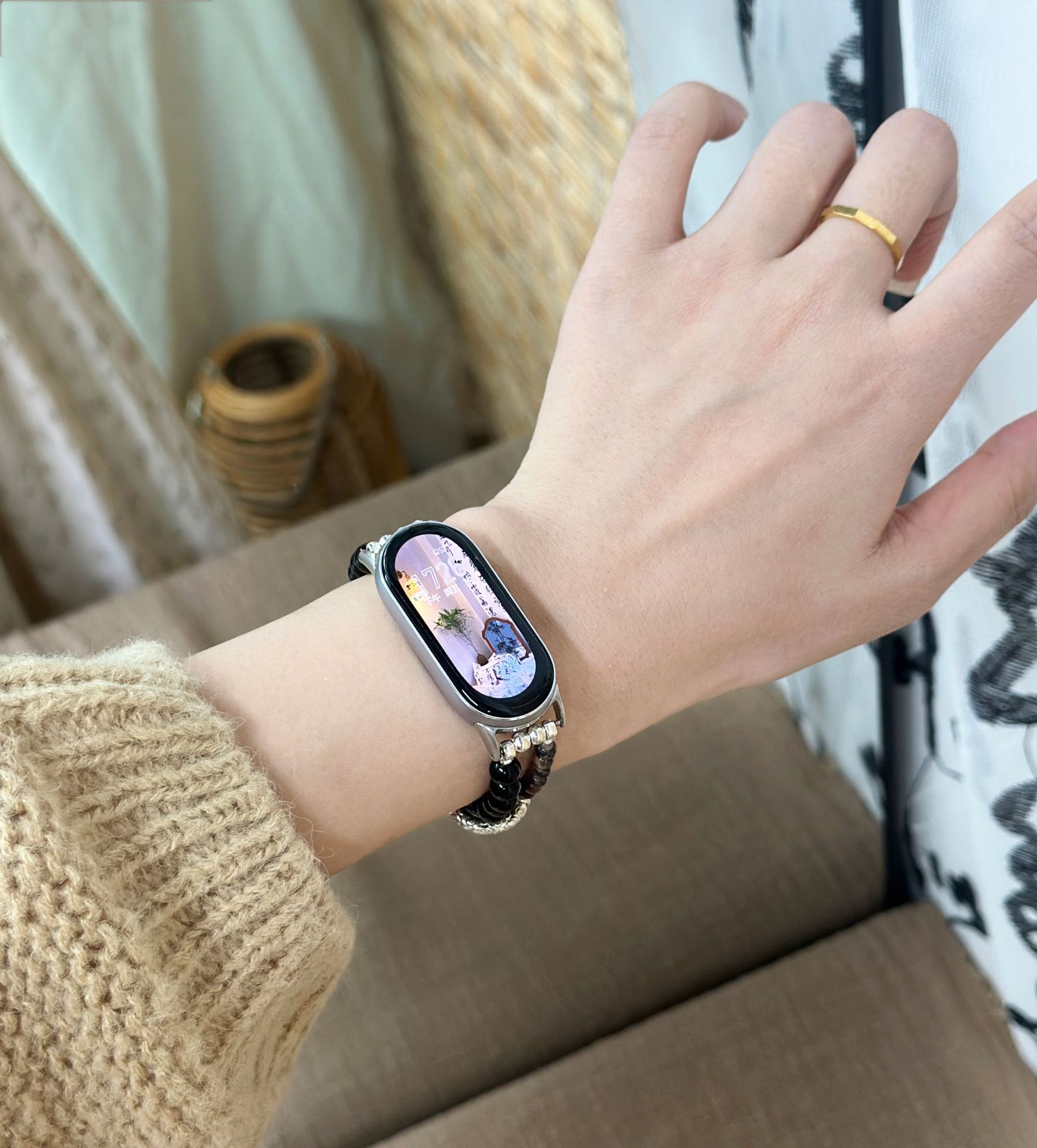 适用小米手环8表带9代串珠手绳国潮小米7/6/5/4/3NFC国风小米表带详情2