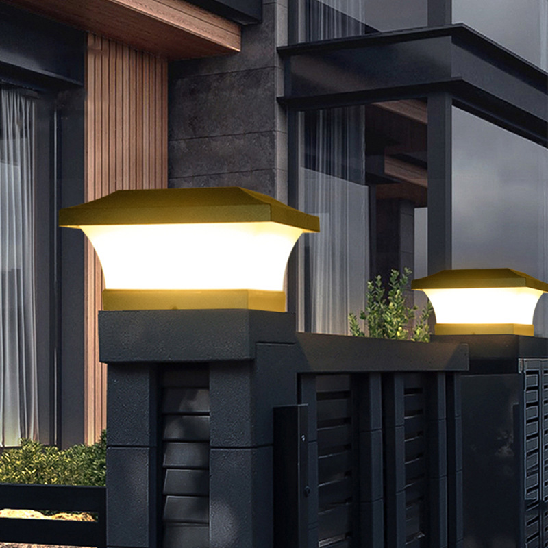 National trend cross-border dual-color temperature solar column head lamp, villa garden courtyard lamp, fence Chinese-style column wall landscape lamp pic 7