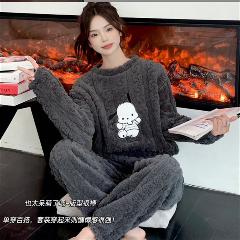 秋冬珊瑚绒暖暖套装印花睡衣家居服舒棉绒提花情侣套装批发长袖详情18