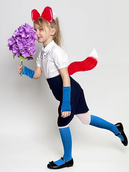 2026跨境亚马逊猫娘狐狸尾巴袜子红发耳朵万圣节服饰cos装扮猫现详情16