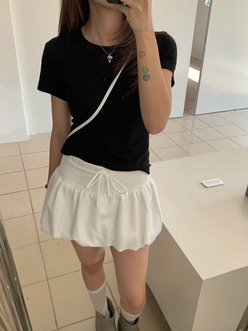 GAGD Tencel wool shoulder short-sleeved T-shirt for women, Millennium, sweet and cool, waist-tightening sport short-sleeved T-shirt top for spring pic 35