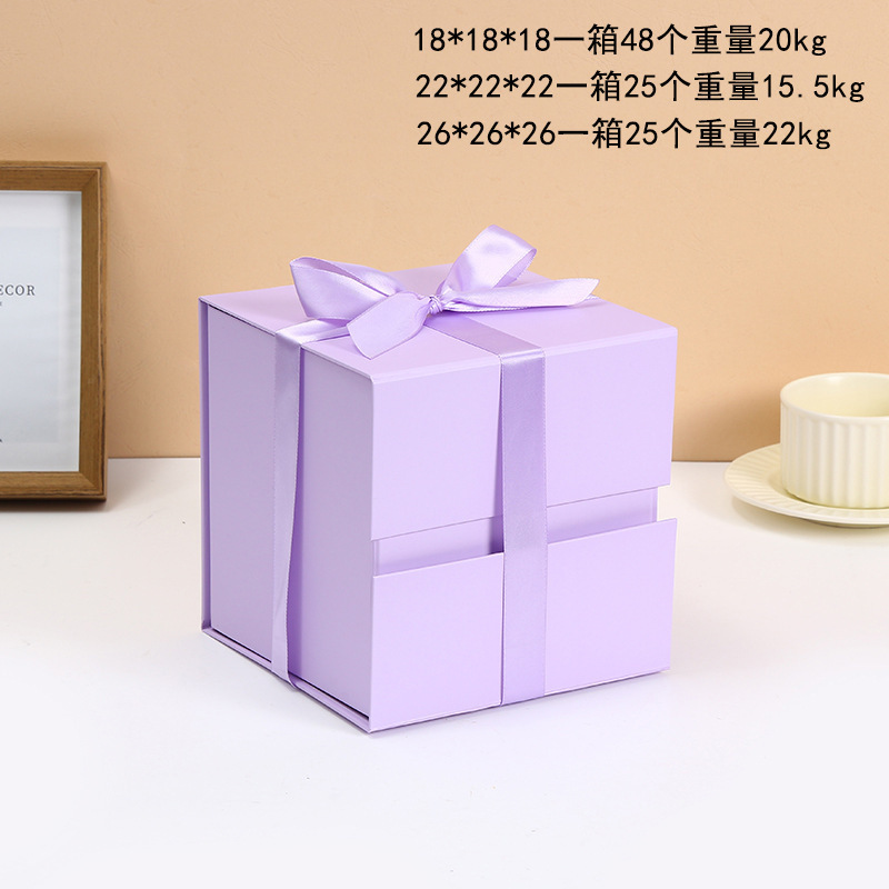 跨境外贸正方形折叠礼盒创意礼品盒大中小号磁铁翻盖丝带折叠盒一片式礼物盒详情10