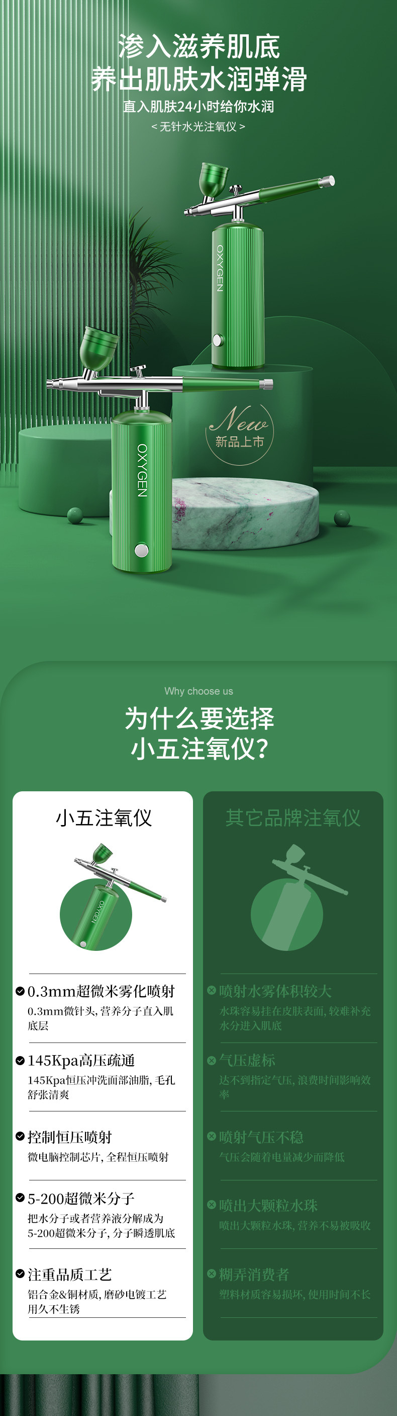 shanilak high-pressure atomization oxygen injection device, spray device, handheld oxygen injection device, high-pressure home water light facial beauty device pic 1