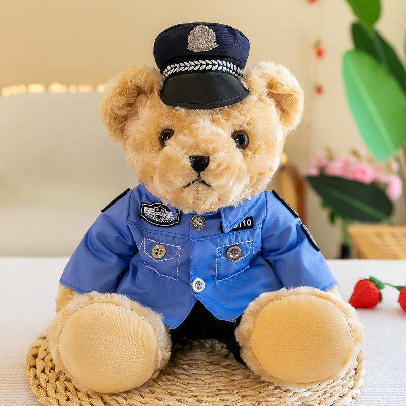 警察服小熊公仔机车铁骑交警小熊反诈泰迪熊毛绒玩具消防小熊现货详情10