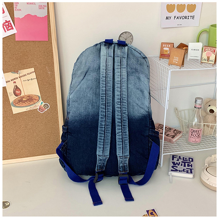 The new color-block soft backpack with pleated material, waterproof outdoor hiking bag, casual sports bag and student schoolbag trend pic 6