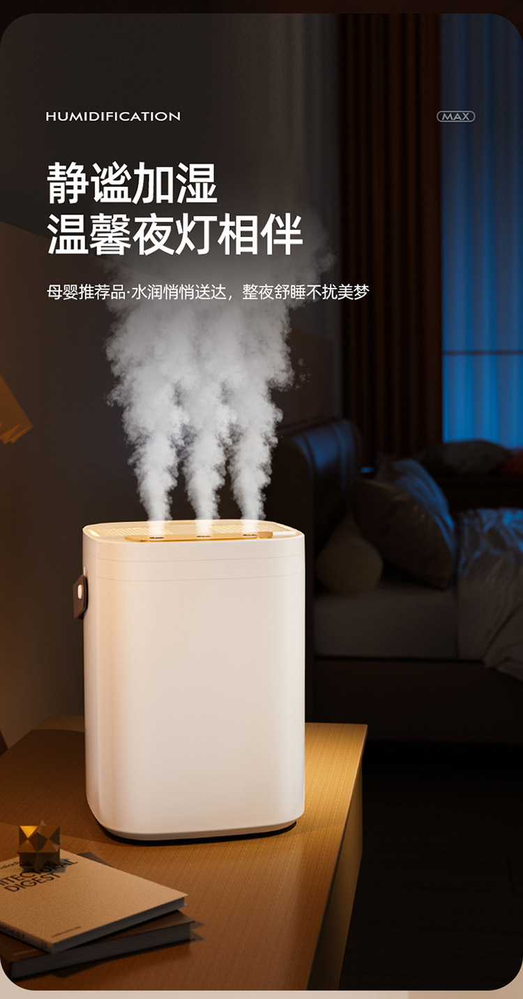 厂家跨境24年新款三孔加湿器家用大容量带夜灯空气加湿器 批发详情11