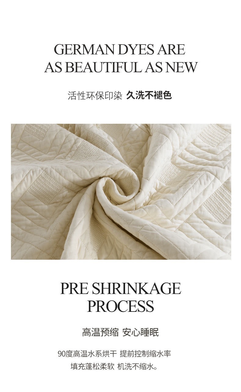 Wholesale of cross-border pure cotton bed covers with increased thickness, all-cotton plain quilted quilts, three-piece tatami sets for export pic 5