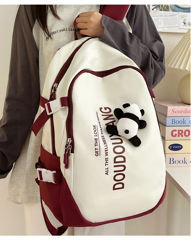 新款时尚休闲书包少女中学生双肩包高颜值大容量情侣双肩电脑包详情8