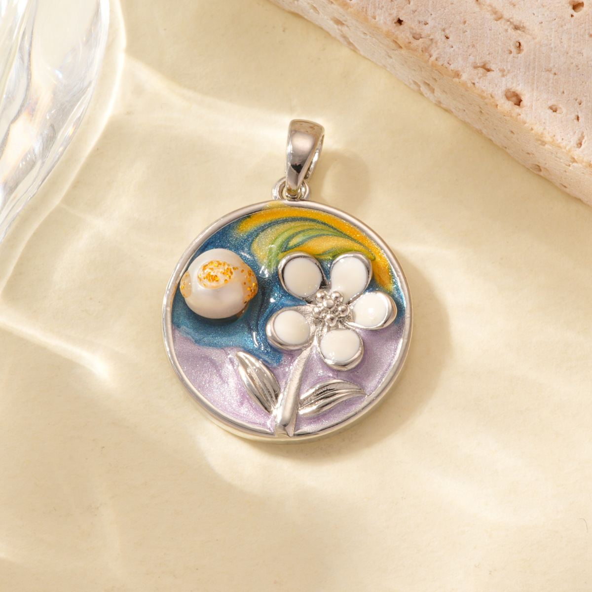Oil-dripping flower oil painting style pendant, 18k copper gold-plated color retention high-end bracelet, necklace clasp DIY accessory pic 14