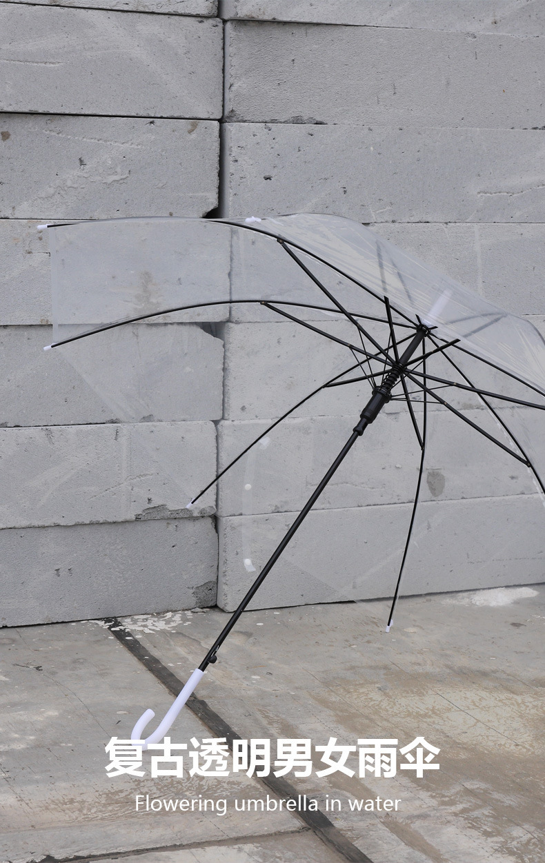 Wholesale of 8-bone transparent umbrellas, white and colored eco-friendly umbrellas, automatic umbrellas, disposable creative and popular umbrellas at street stalls pic 1