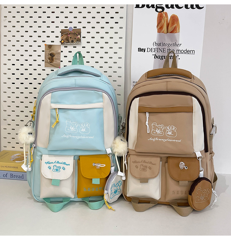 Japanese and Korean casual backpacks, forest-style schoolbags, multi-pocket schoolbags for primary school students, large capacity for cross-border travel for junior and senior high school students pic 34