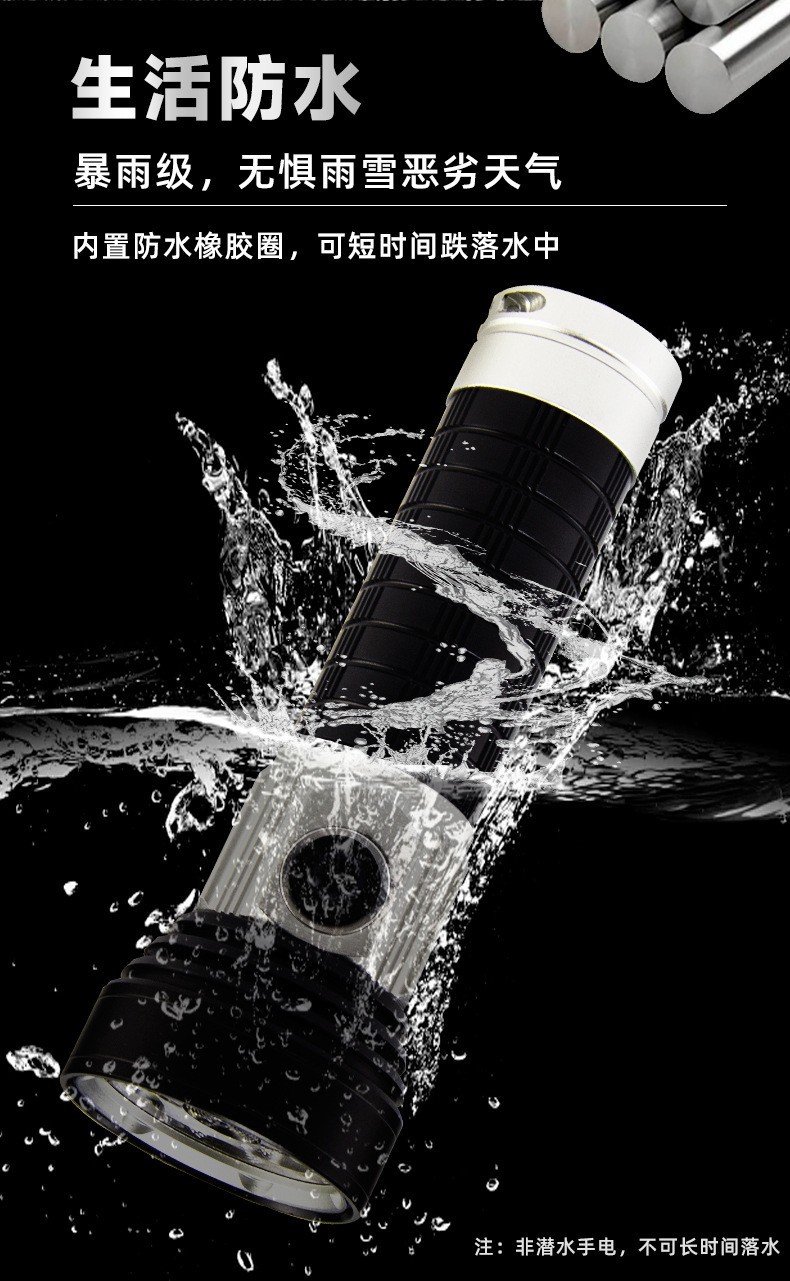 派力德新品强光手电筒远光近光多灯铝合金多功能磁吸白激光手电详情22