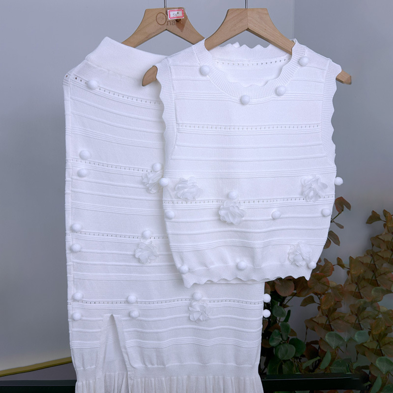 Hollow-out back sleeveless vest hip-wrapped skirt two-piece  pic 12