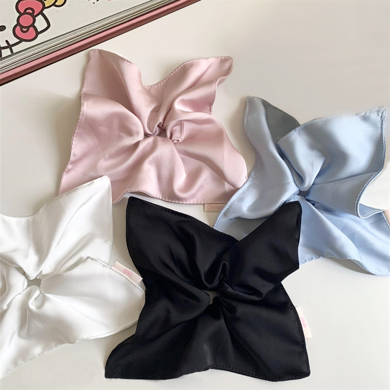 High-quality Japanese and Korean hair bands for ladies with a high-end look, satin square scarves, a laid-back style, and high-elasticity hair bands pic 9