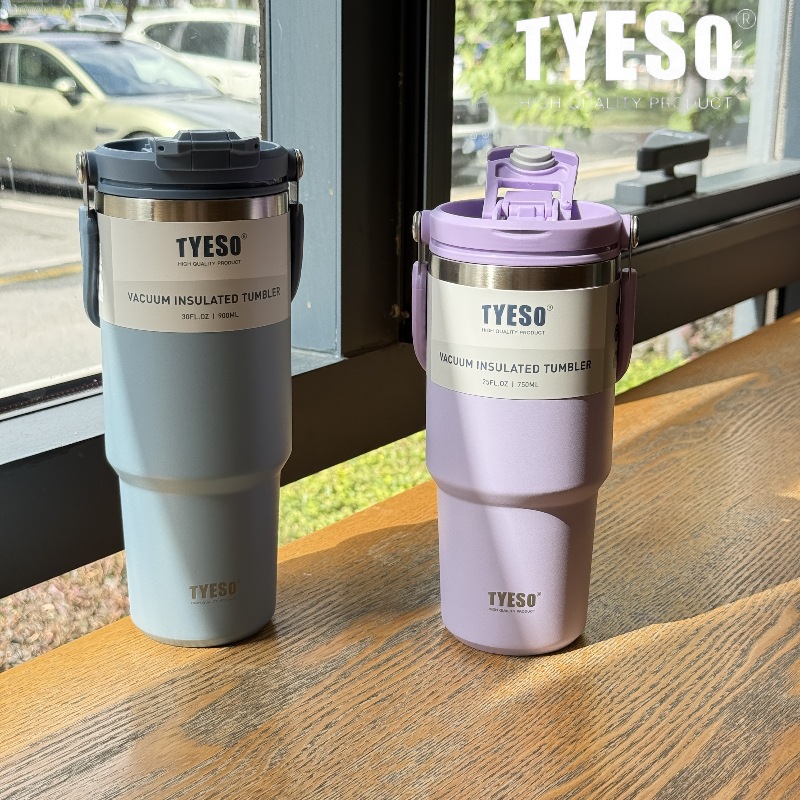 tyeso新款保温杯大容量手提汽车杯夏季保温保冷双饮冰霸杯咖啡杯详情23