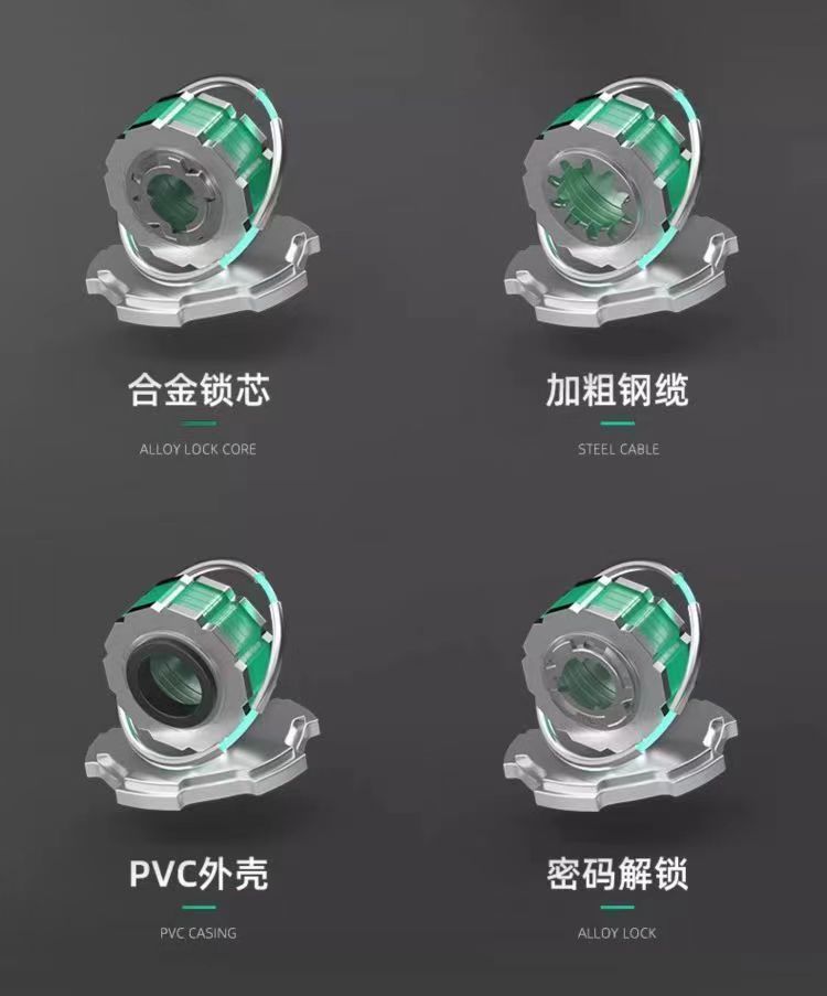 自行车锁山地车防盗锁摩托车电动车锁电瓶车环形锁密码皮圈锁大全详情2