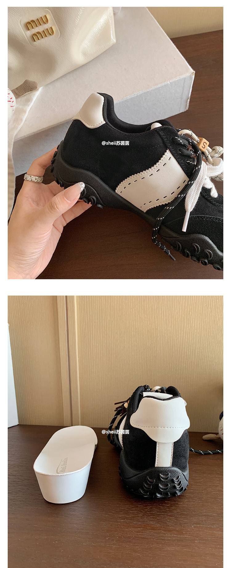 2025秋冬新款8cm内增高月牙厚底鸳鸯鞋带运动休闲小白鞋女德训鞋详情20