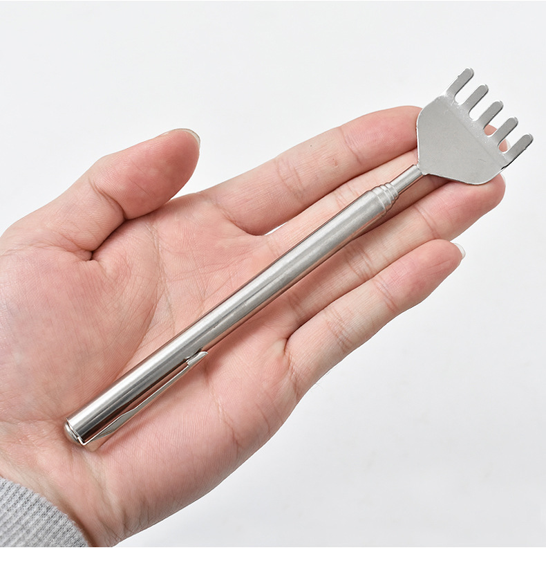 Portable, no need to ask for help, five-section extendable itch scratcher, pen-shaped, old-head stainless steel itch scratcher in stock pic 7