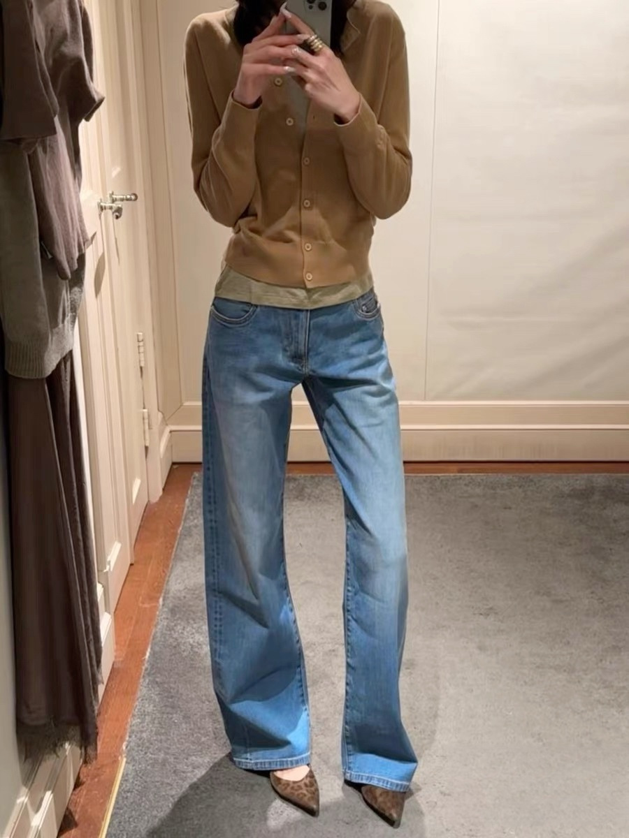 新款复古原色牛仔中腰显瘦显腿长A2弹力合身直筒牛仔裤女3075详情24
