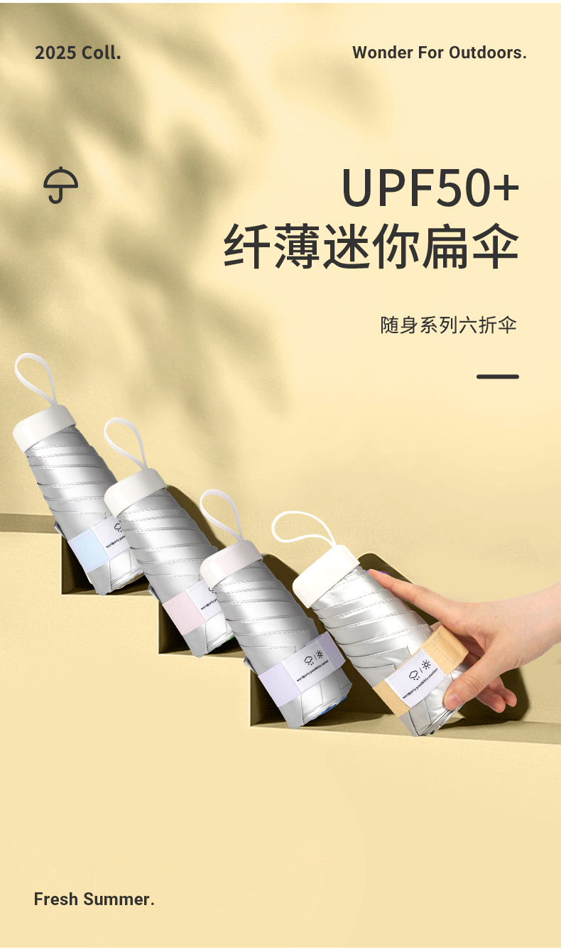 钛银雨伞批发遮阳伞防晒防紫外线小巧便携轻量晴雨两用女太阳伞详情7