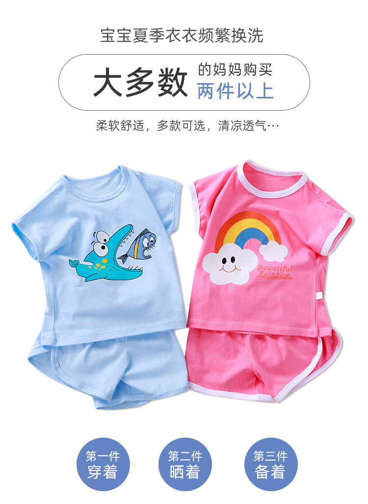 夏季儿童短袖套装纯棉男女童T恤宝宝婴儿两件套夏装衣服童装批发详情2