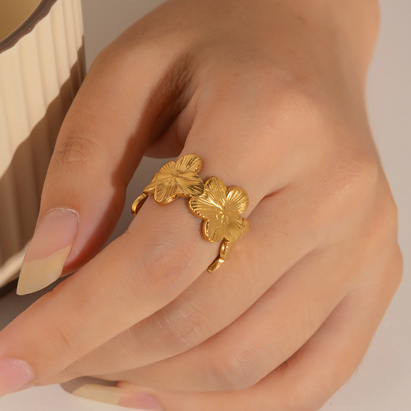 欧美时尚ins风简约钛钢戒指18k镀金不规则几何不锈钢女士饰品热销详情19