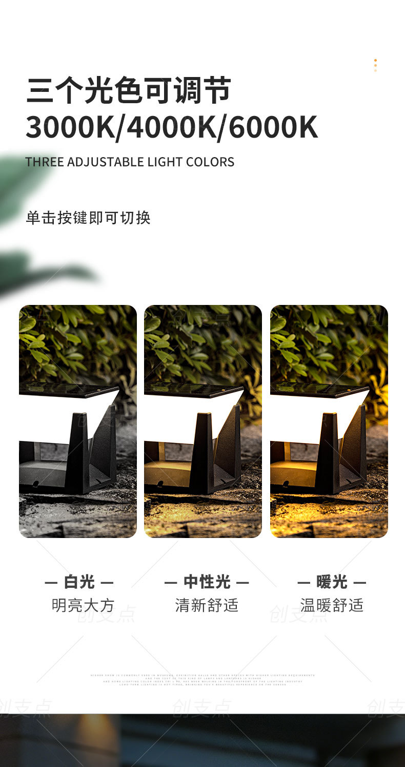 Solar outdoor garden lights, new cross-border export style, villa storefront, fence, fence, lawn, column head lights pic 12