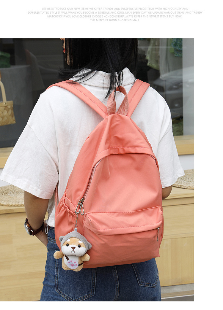 休闲大容量双肩包女生韩版纯色简约大学生书包尼龙轻便休闲背包详情26