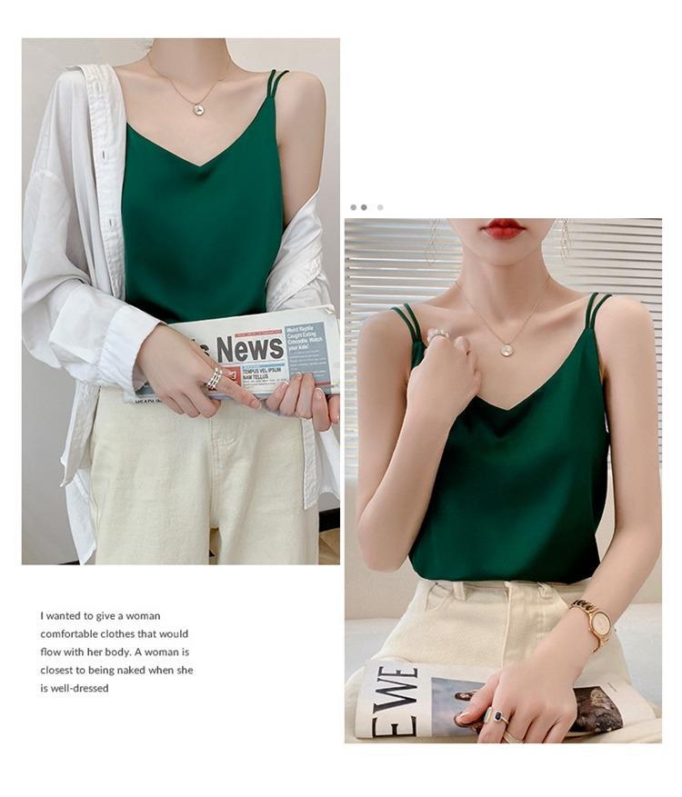 2025年吊带背心女内搭白色美背醋酸仿真丝上衣缎面夏西装仿打底衫详情23