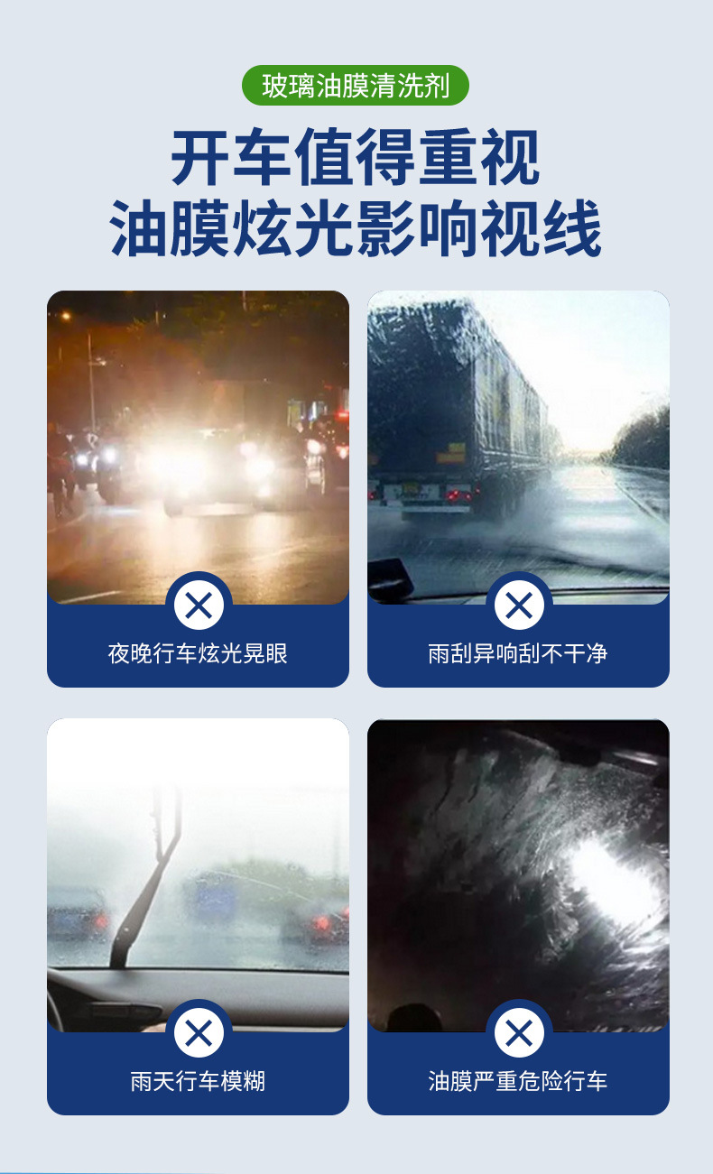 汽车油膜去除剂车用前挡风玻璃清洁剂防冻雨刮精浓缩油膜净玻璃水详情3