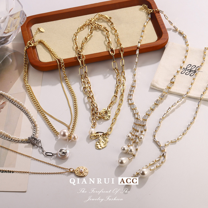 New pearl quality thick chain irregular texture tassel long bone chain necklace, high-end fashion clothing and accessories manufacturer wholesale pic 20