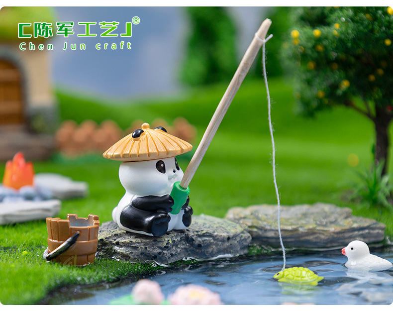 Creative fishing fish, frog, panda figurines, cute fish tank landscaping diy decorative accessories, micro-landscape small ornaments pic 8
