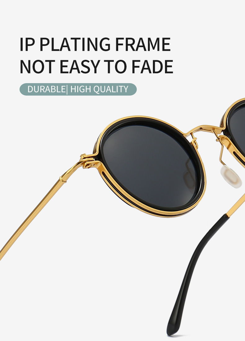 孙红雷同款复古圆框金属墨镜男2023新款跨境外贸批发亚马逊太阳镜时尚潮流防紫外线偏光镜男士墨镜详情5